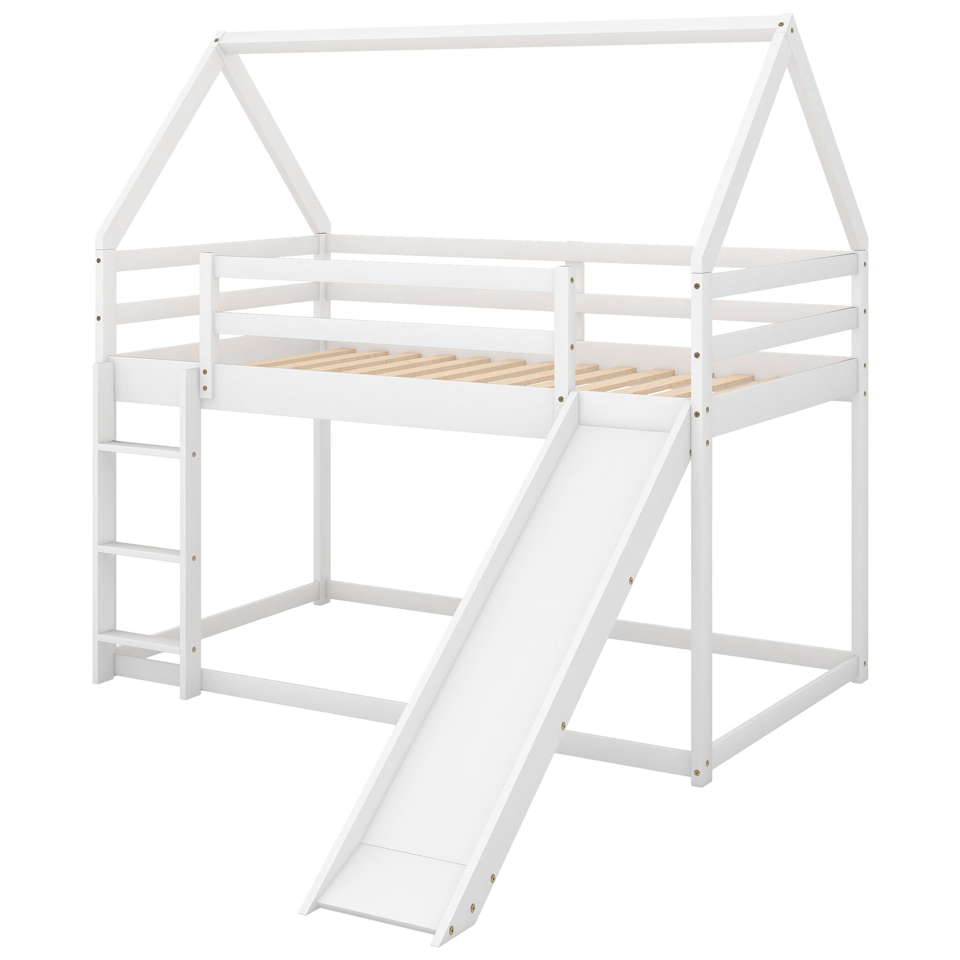 House Shape Bunk Bed With Slide And Ladder white bunk bed HouseOfZazla with house-frame top on Tampa Home & Garden Store