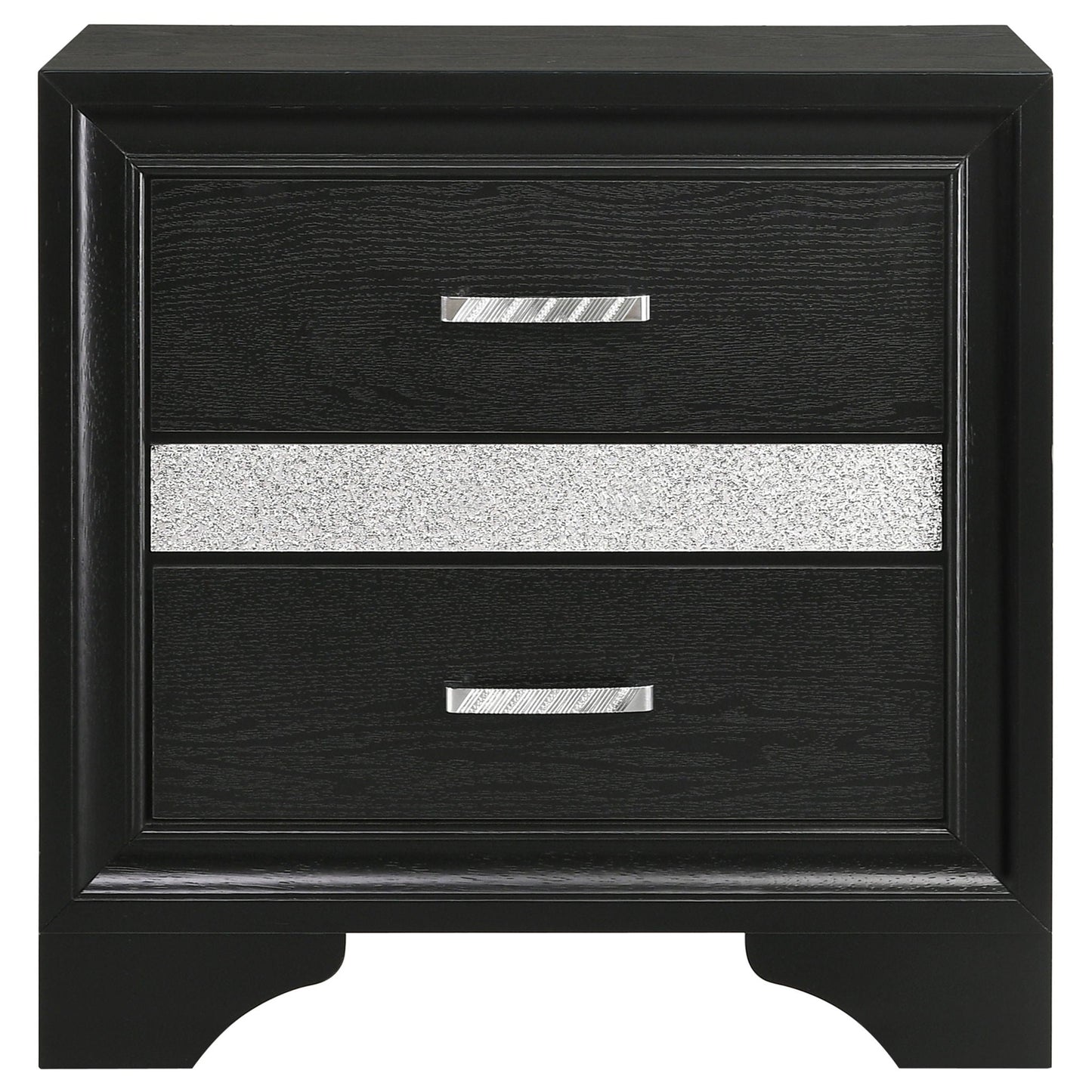 Corbin glittering nightstand, black wood grain with silver pull, 4-piece set HouseOfZazla on Tampa Home & Garden Store