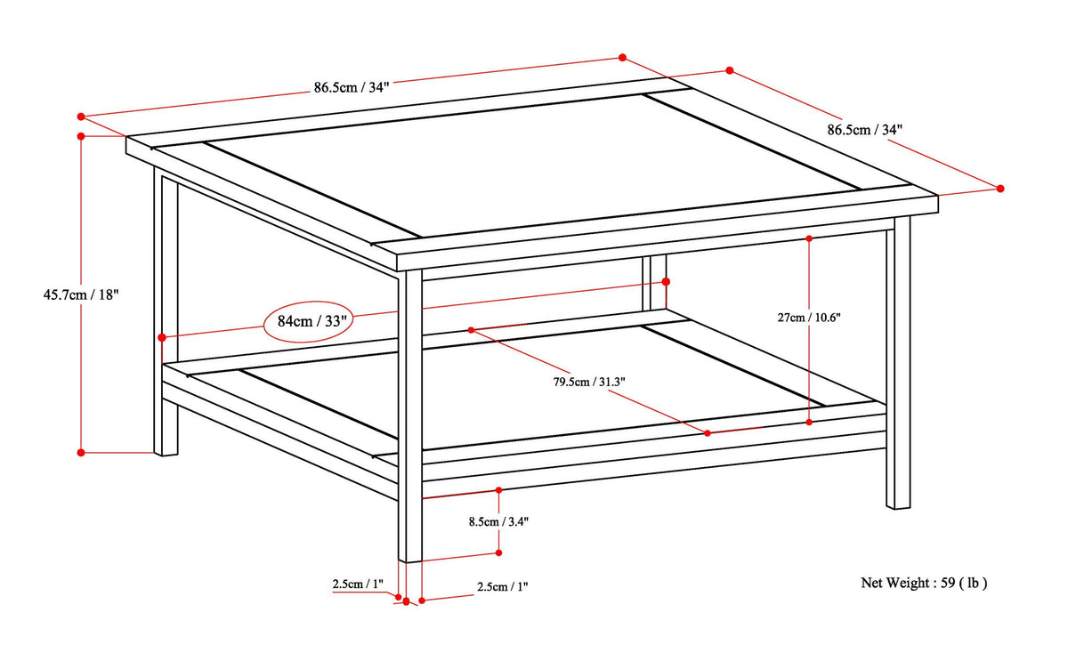 Handcrafted Mango Wood and Metal Coffee Table by HouseOfZazla with dimensioned schematic on Tampa Home & Garden Store