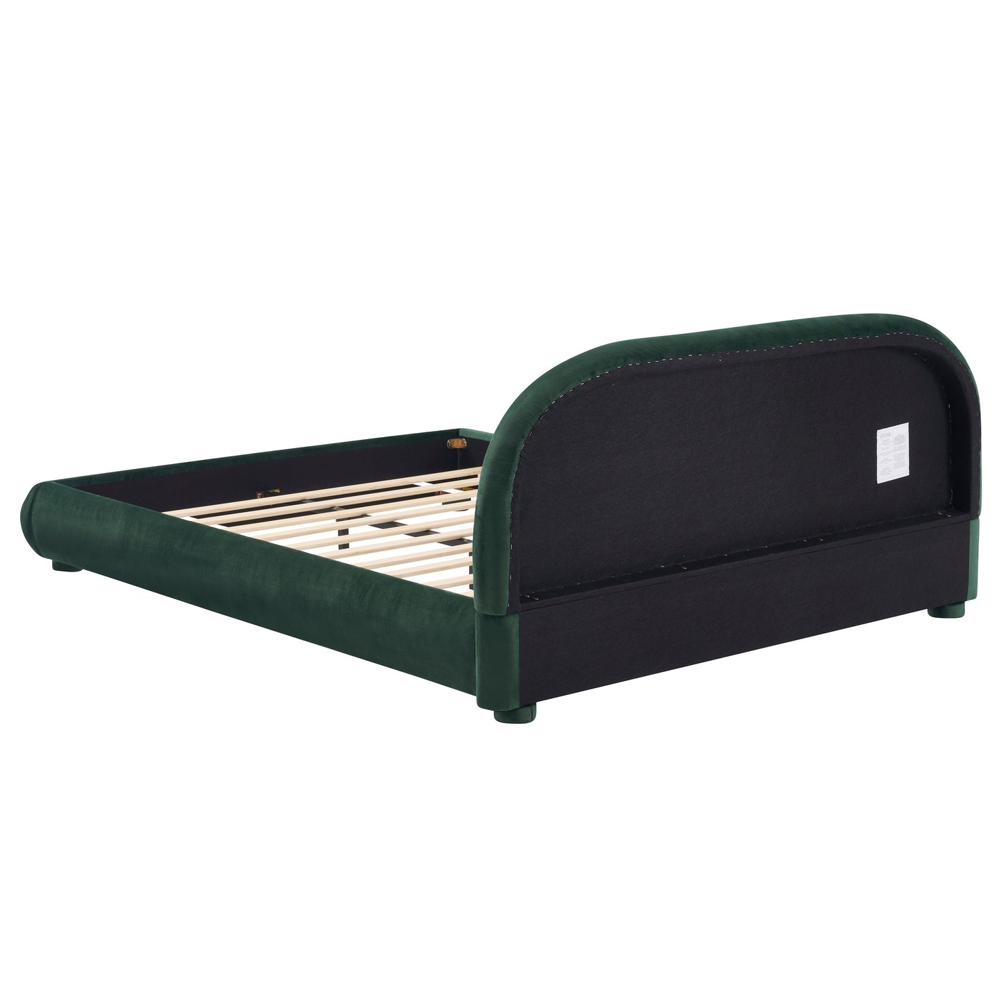 Dark Green Velvet Bed Frame and Curved Headboard