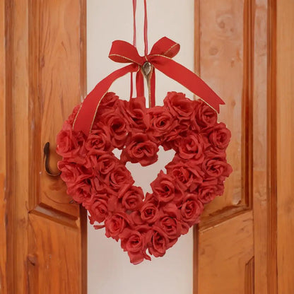 Red rose heart wreath with satin ribbon bow FLIPSTYLEZLLC on Tampa Home & Garden Store