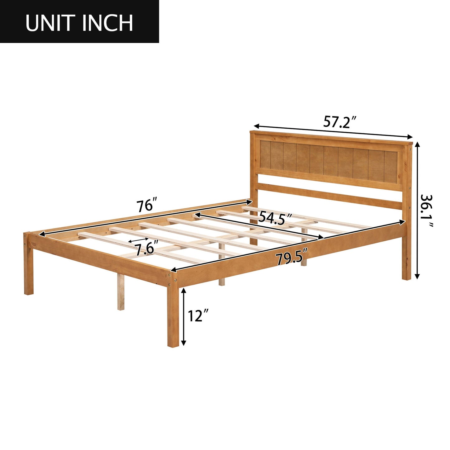 Strong Espresso Wood Platform Bed and Headboard