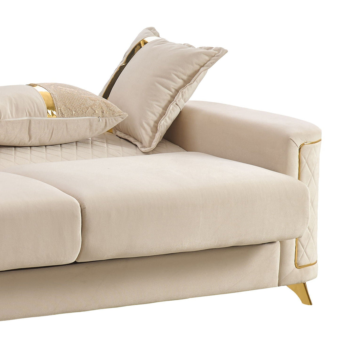 Lisa Modern Sofa With Gold Steel Legs and Foam
