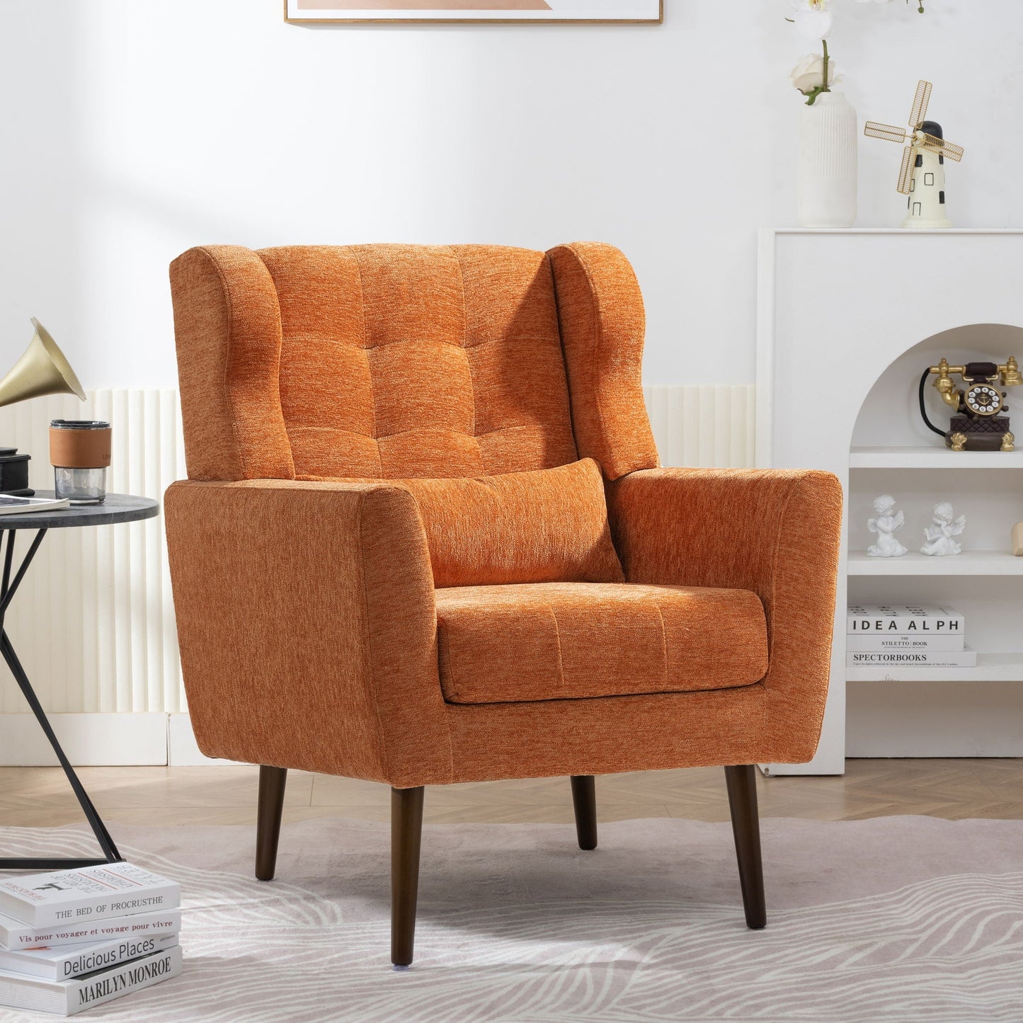 Modern Padded Accent Chair and Extra Pillow