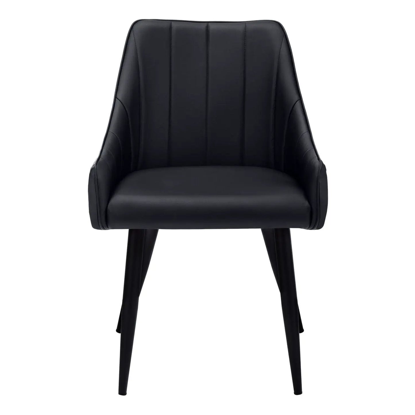 Upholstered side dining chair in black with tapered legs on Tampa Home & Garden Store