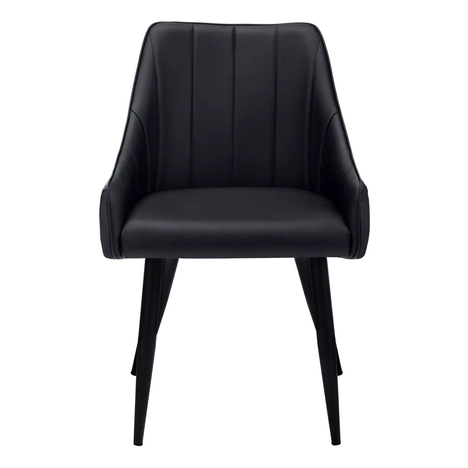Upholstered side dining chair in black with tapered legs on Tampa Home & Garden Store