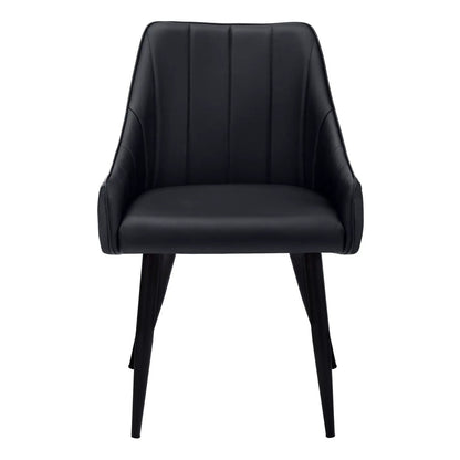 Upholstered side dining chair in black with tapered legs on Tampa Home & Garden Store
