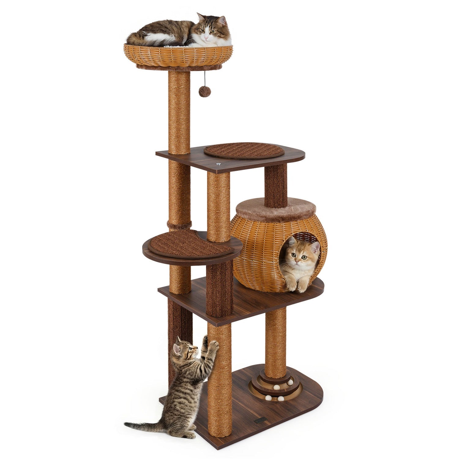 59.5 inch cat tree with PE rattan condo and top perch by DirectDeals sisal posts on Tampa Home & Garden Store