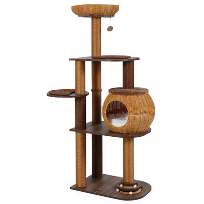 DirectDeals 59.5-inch cat tree with multiple levels, PE rattan condo and top perch on Tampa Home & Garden Store