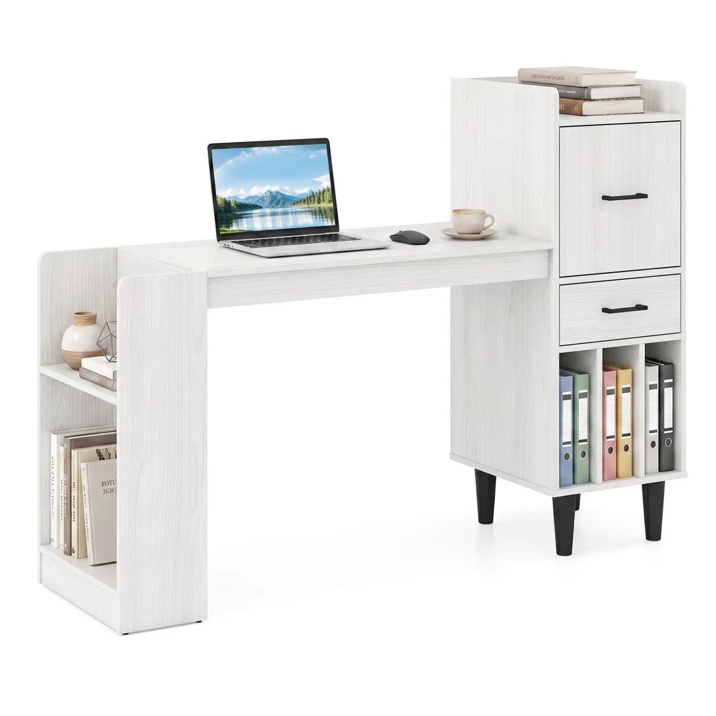 59 Inch L Shaped Corner Desk With Storage Drawer