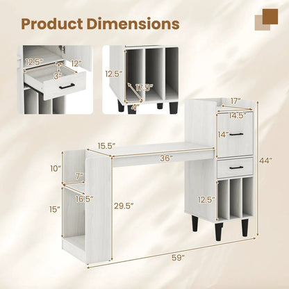 59 Inch L Shaped Corner Desk With Storage Drawer