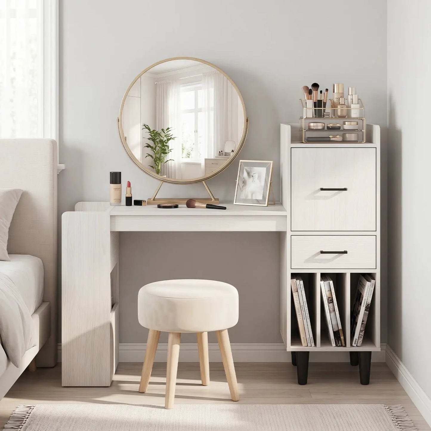 59 Inch L Shaped Corner Desk With Storage Drawer