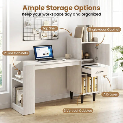 59 Inch L Shaped Corner Desk With Storage Drawer