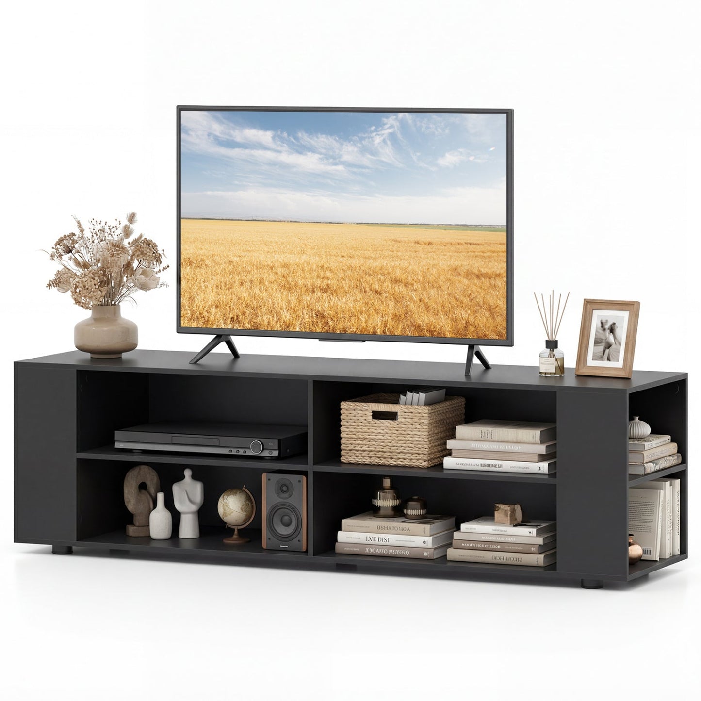 Mueble TV de Madera para Almacenamiento y Entretenimiento, 59 Pulgadas, Nogal
