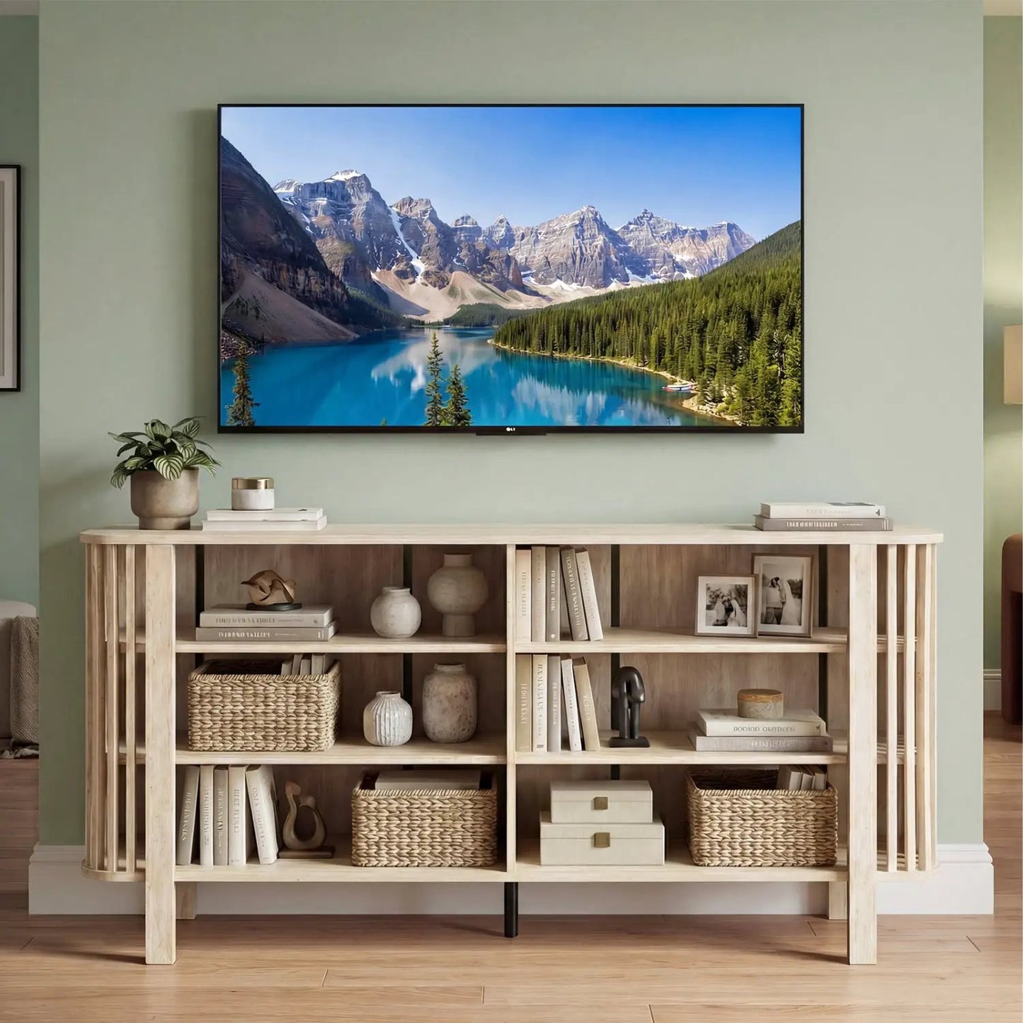 59 Inch TV Stand for 55 Inch TVs with Shelves