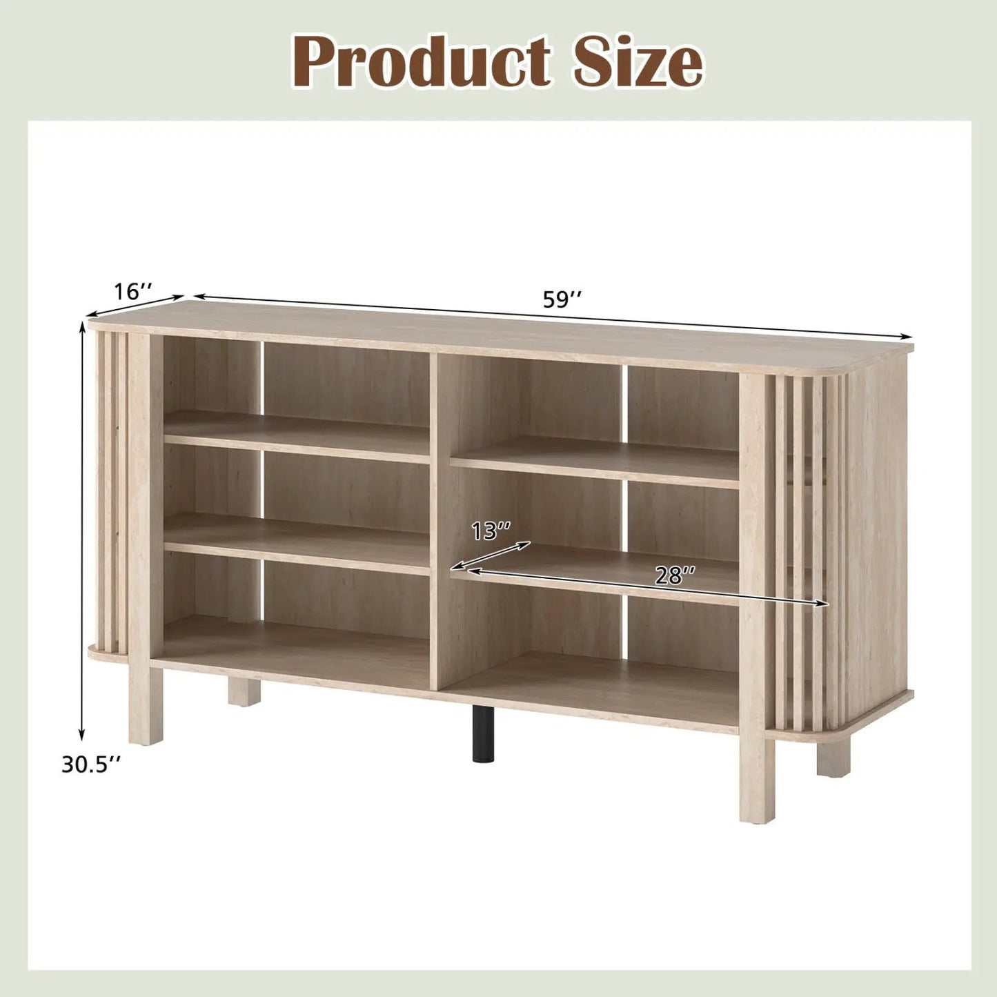 59 Inch TV Stand for 55 Inch TVs with Shelves
