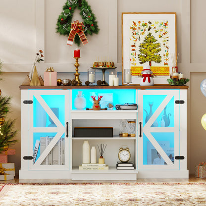 Mueble para TV de 59 Pulgadas con 3 Niveles de Estantes y 22 Modos Dinámicos - Blanco