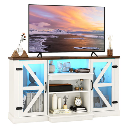 Mueble para TV de 59 Pulgadas con 3 Niveles de Estantes y 22 Modos Dinámicos - Blanco