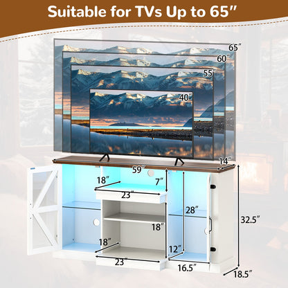 Mueble para TV de 59 Pulgadas con 3 Niveles de Estantes y 22 Modos Dinámicos - Blanco