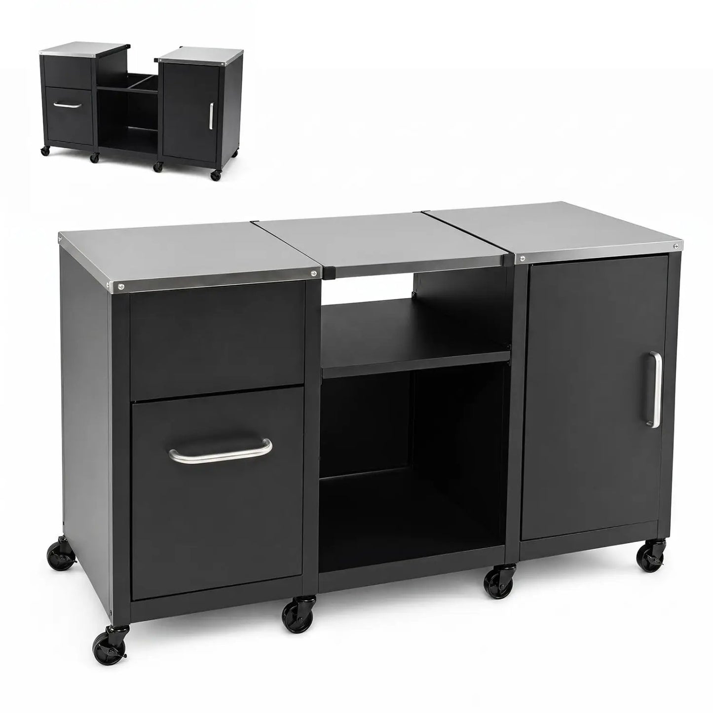 Outdoor Grill Table 59 Inch With Shelves