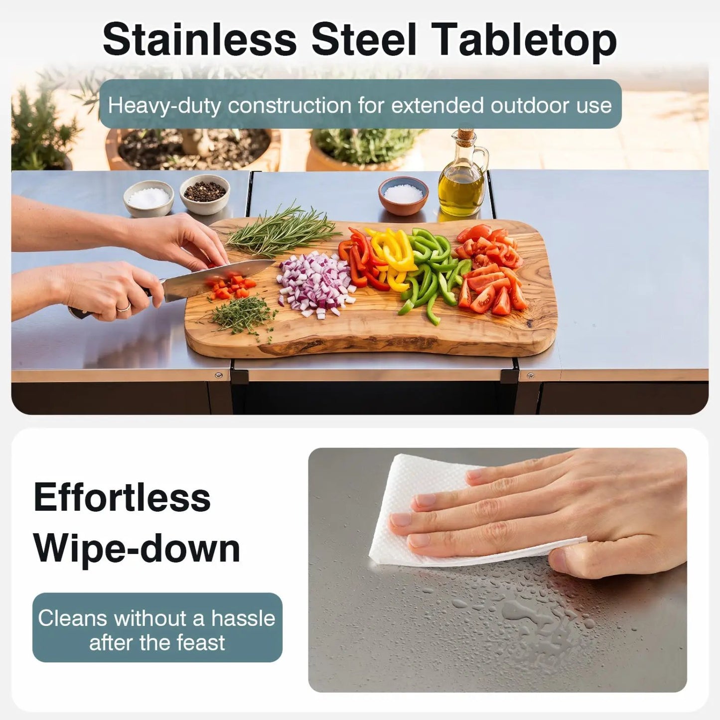 Outdoor Grill Table 59 Inch With Shelves