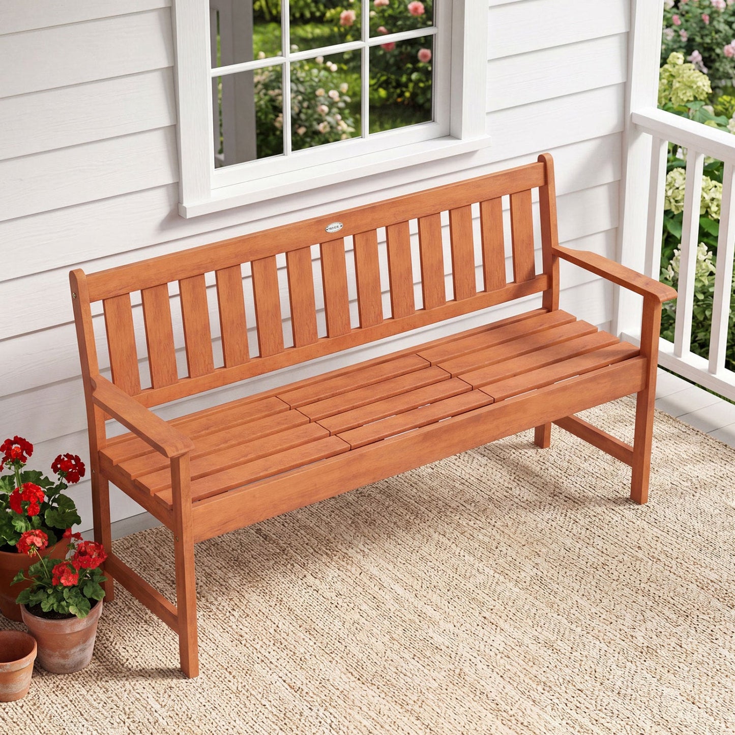 59in Outdoor Wood Garden Bench with Pull by DirectDeals in natural wood finish on Tampa Home & Garden Store