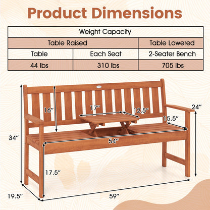 59in outdoor wood garden bench with pull in warm brown finish, DirectDeals on Tampa Home & Garden Store
