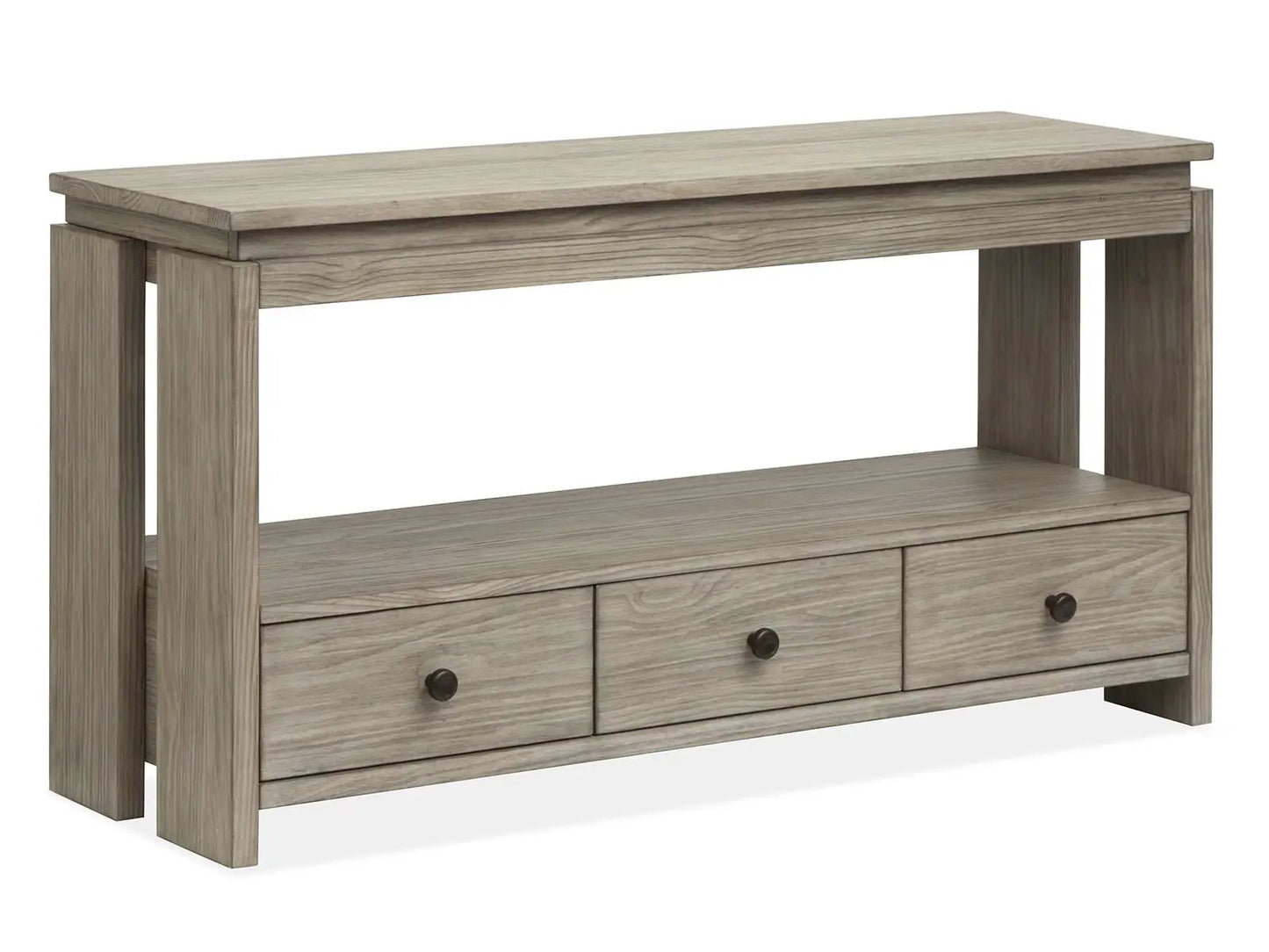 Conrad rectangular sofa table in Stone Harbor gray with 3 drawers by Unique Piece Furniture on Tampa Home & Garden Store