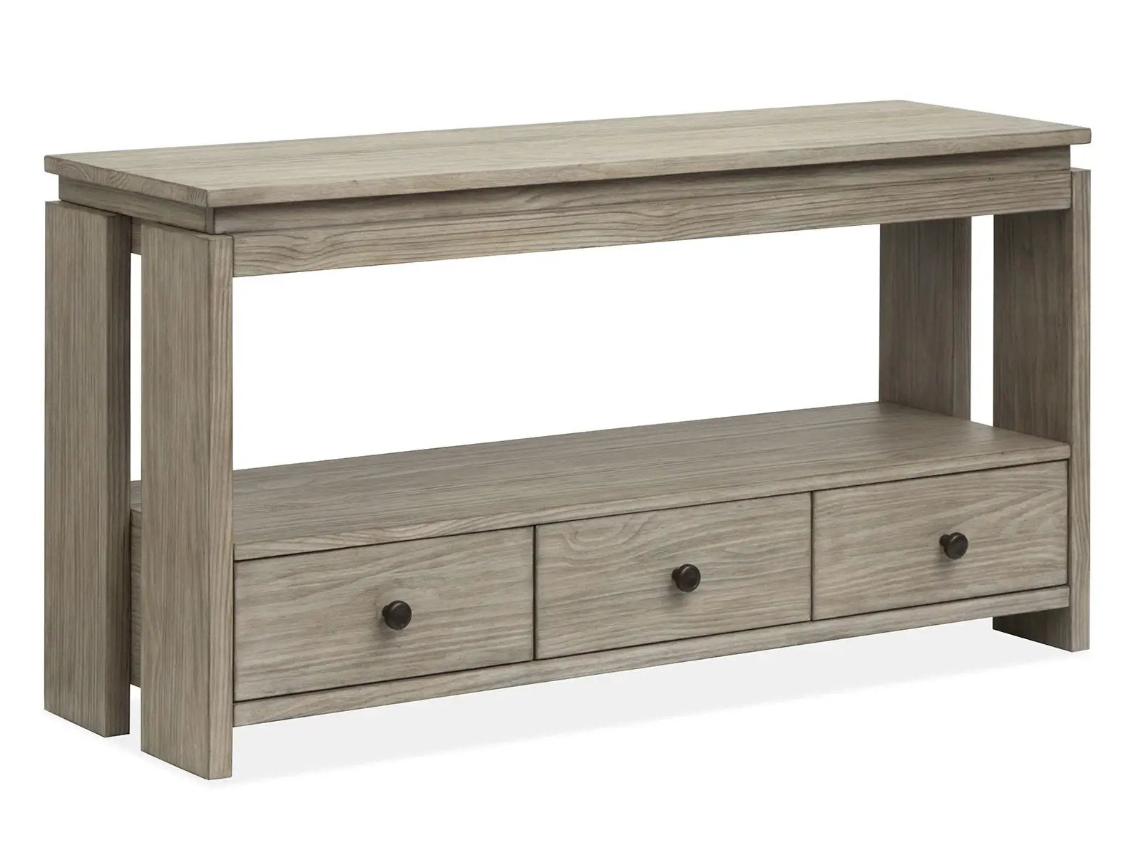Conrad rectangular sofa table in Stone Harbor gray with 3 drawers by Unique Piece Furniture on Tampa Home & Garden Store