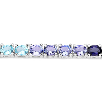 12.04 Carat Multi Stone .925 Sterling Silver Bracelet with blue to purple oval stones by Bids.com on Tampa Home & Garden Store