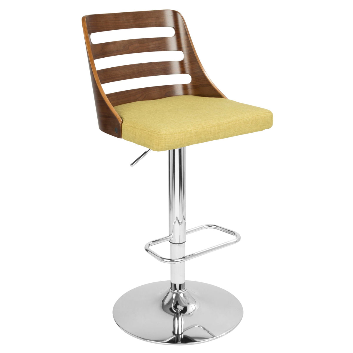 Mid-Century Modern Swivel Barstool by HouseOfZazla, bar-height, yellow-green cushion on Tampa Home & Garden Store