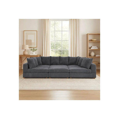 Haven 6-Piece Modular Sectional blue-gray fabric by Unique Piece Furniture in a living room on Tampa Home & Garden Store