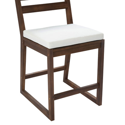 Patio Bar Set With Ergonomic Chairs dark wood frame with white cushions HouseOfZazla 5-Piece Outdoor Set on Tampa Home & Garden Store