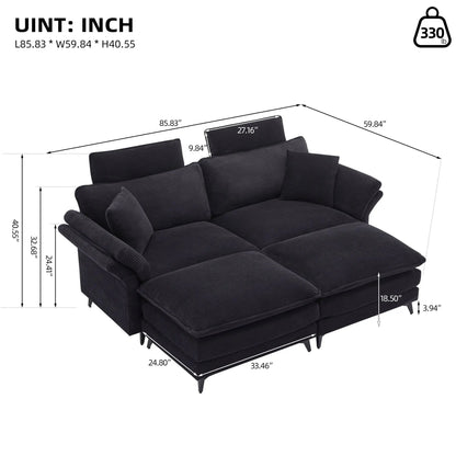 Modern deep-seat sectional sofa with ottoman, 3-piece dark-fabric set by Unique Piece Furniture on Tampa Home & Garden Store
