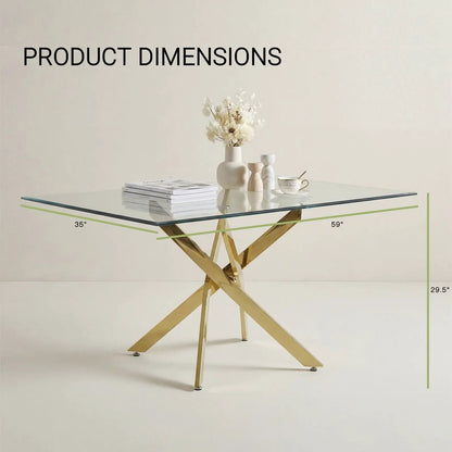 Modern Rectangular Dining Table with Metal Frame