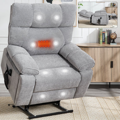 Grey Heat Massage Dual Motor Electric Power Lift Recliner by HouseOfZazla with heat on Tampa Home & Garden Store