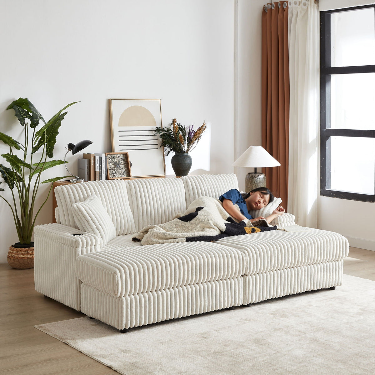 3 Seater Sofa With 2 Ottomans and Storage