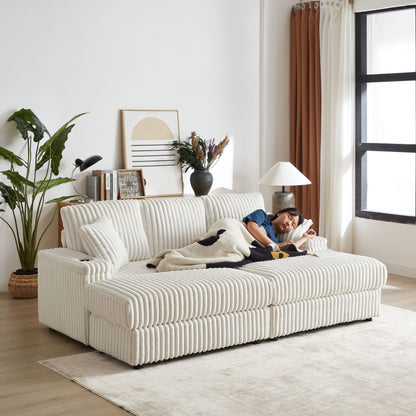 3 Seater Sofa With 2 Ottomans and Storage