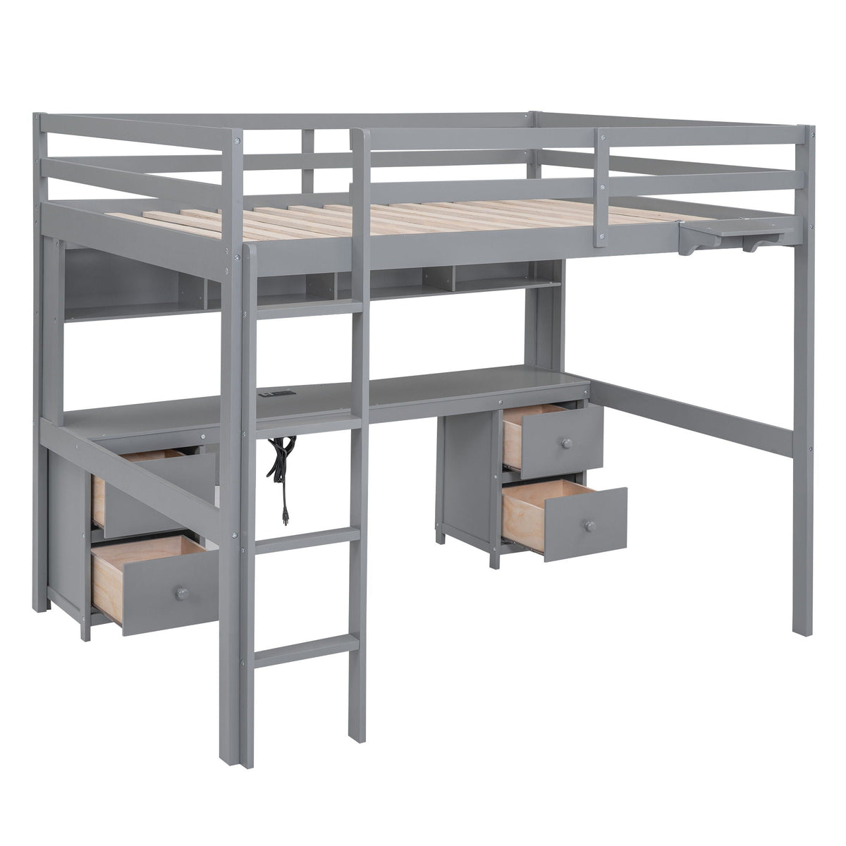 Loft Bed with desk and built-in drawers, cabinets, charging station in metal by HouseOfZazla on Tampa Home & Garden Store