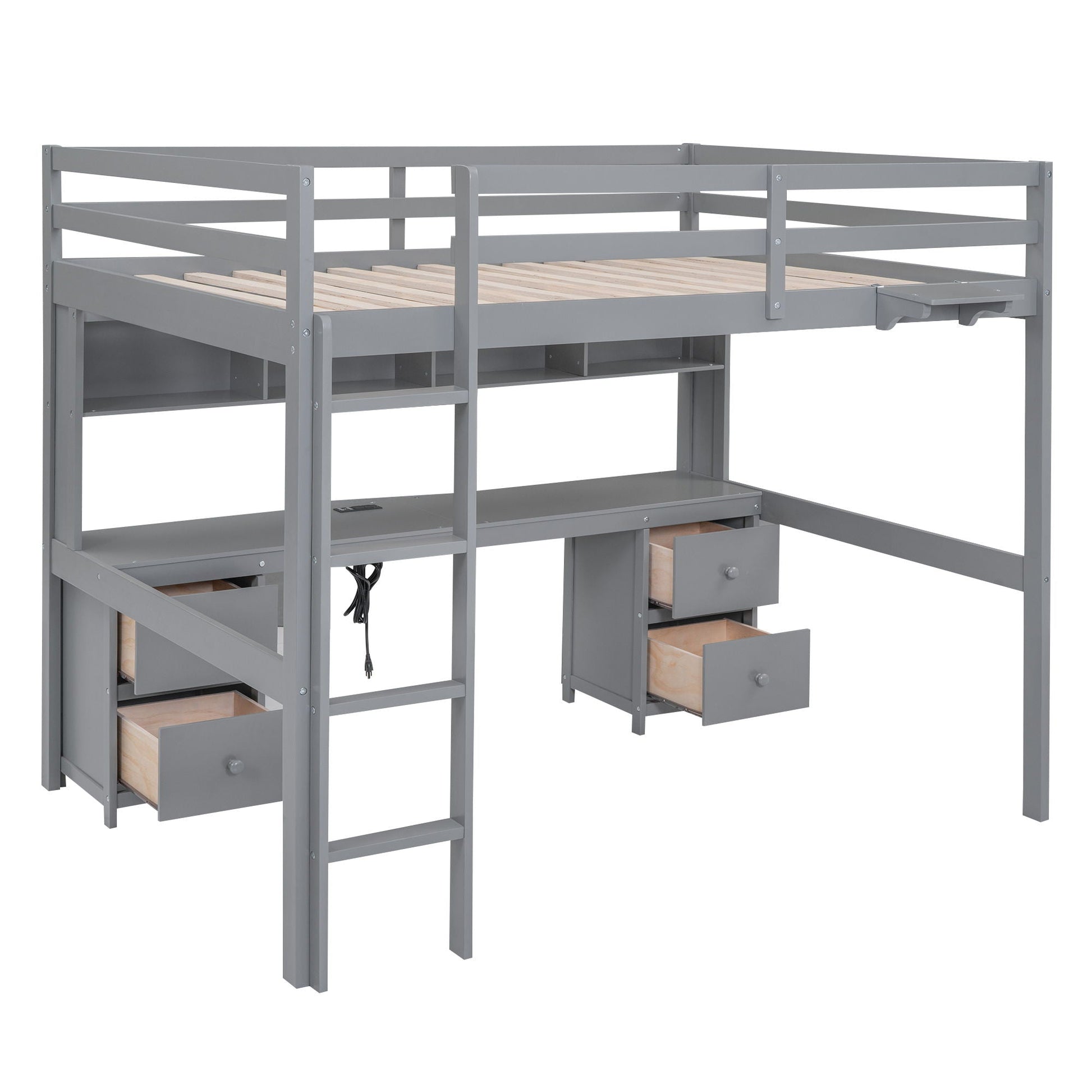 Loft Bed with desk and built-in drawers, cabinets, charging station in metal by HouseOfZazla on Tampa Home & Garden Store