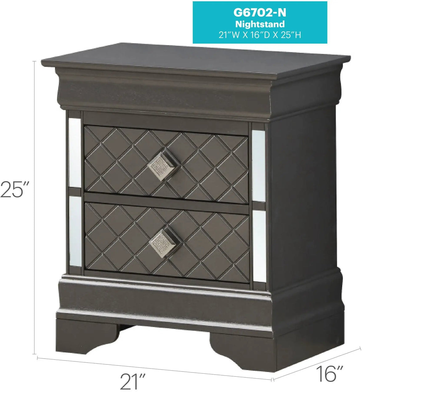 Verona Nightstand with Crystal Drawer Pulls