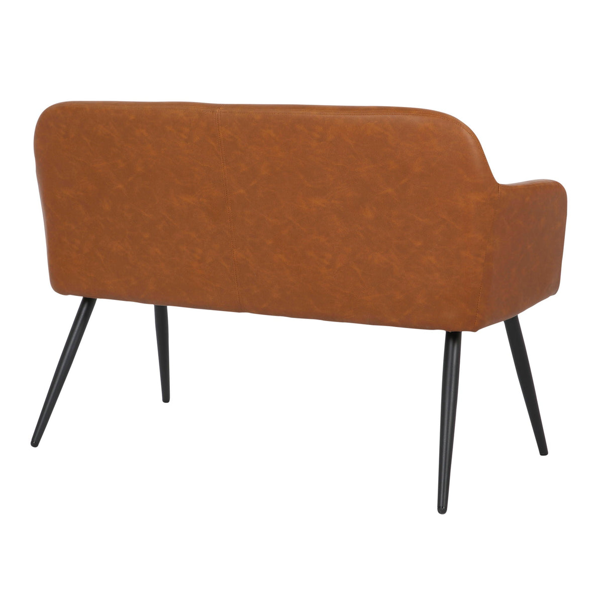 Industrial high-back bench camel faux leather with black metal legs HouseOfZazla on Tampa Home & Garden Store