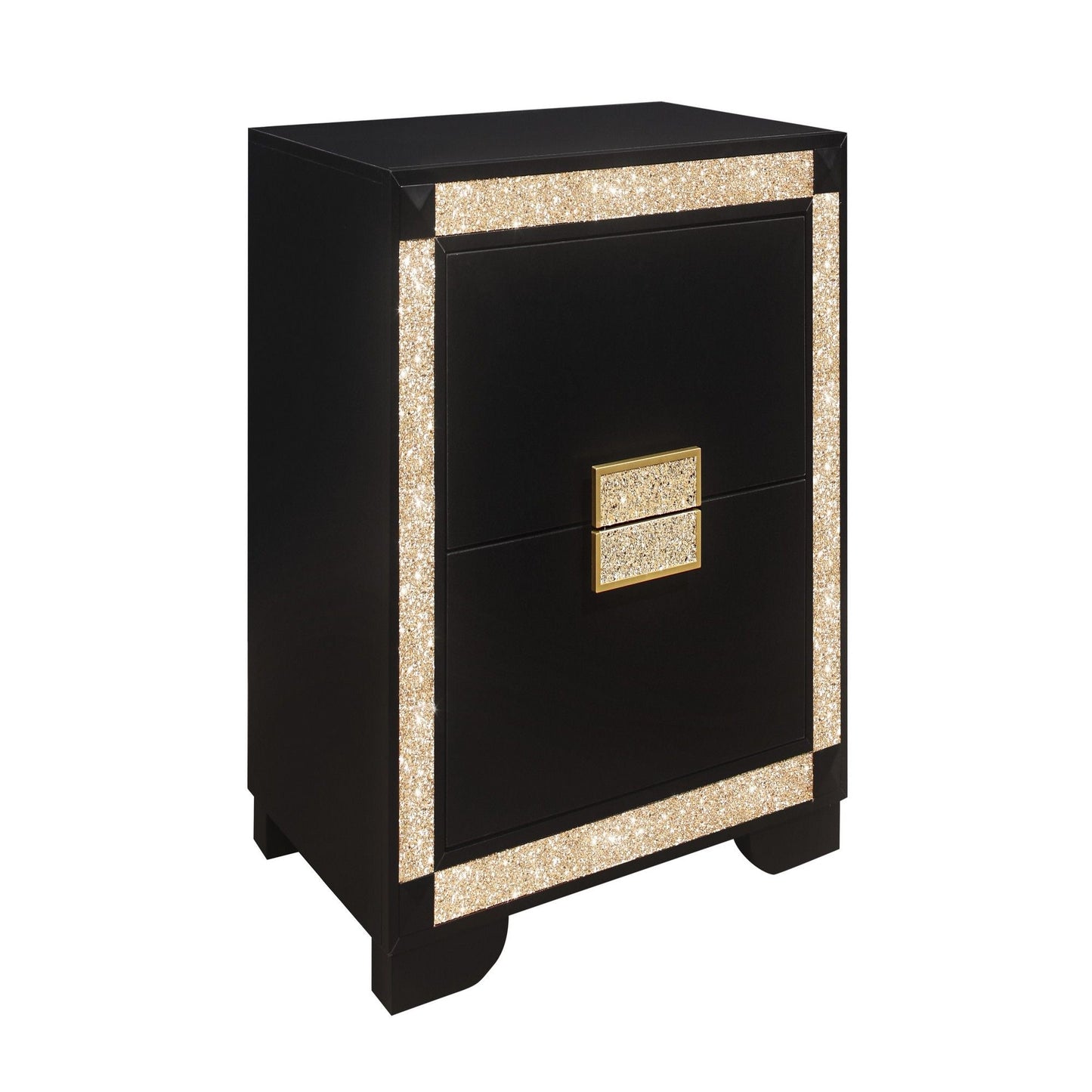 Black Nightstand with Glitter and Modern Design