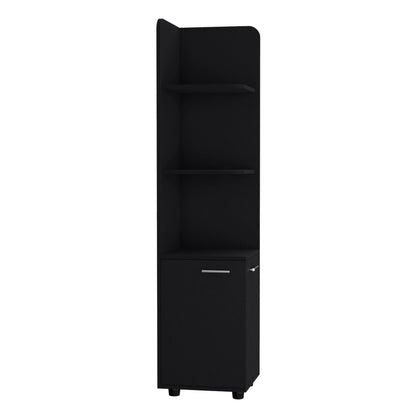 Tall black linen cabinet with 3-tier shelves and 2 doors, HouseOfZazla on Tampa Home & Garden Store