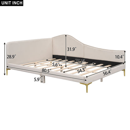 Upholstered Daybed with Headboard and Armrest