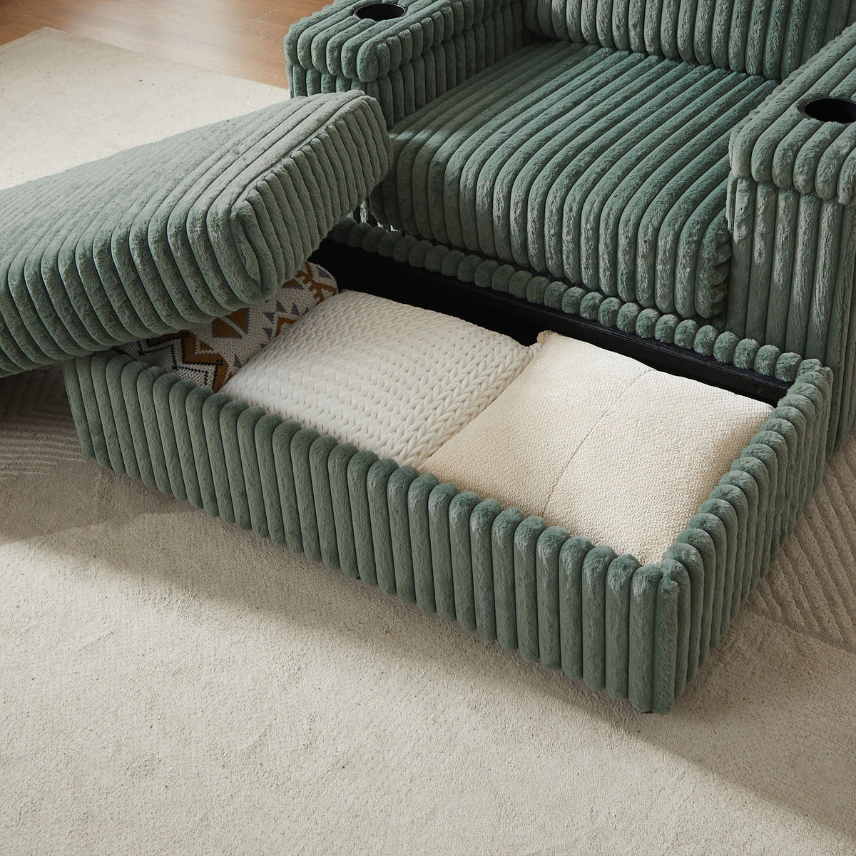 3 Seater Sofa With 2 Ottomans and Storage