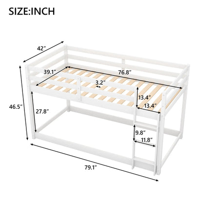 Durable Solid Wood Floor Bunk Bed With Ladder