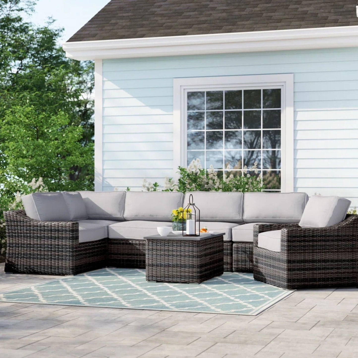 Durable Aluminum Wicker Sofa and Cushions