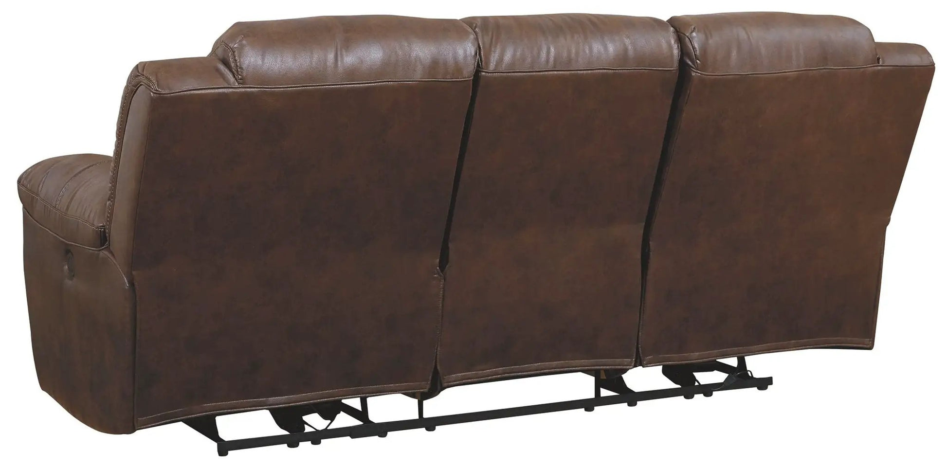 Stoneland Power Reclining Sofa brown leather upholstery with metal reclining base on Tampa Home & Garden Store