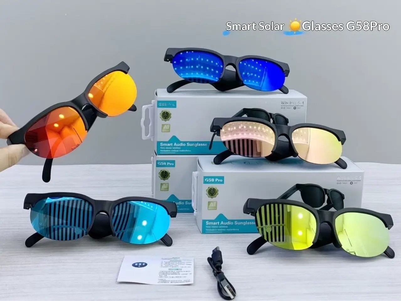 AI-Powered Bluetooth Earphone Glasses with LED mirrored lenses (6 pairs) by FLIPSTYLEZLLC on Tampa Home & Garden Store